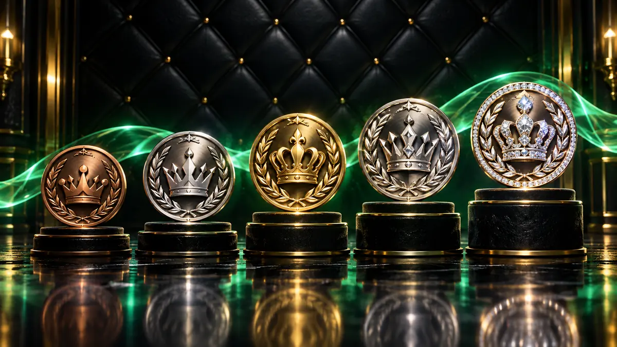 Five Jokabet VIP tiers from Bronze to Diamond shown as crown medallions